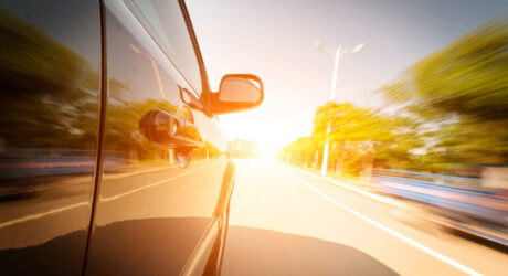 car driving at high speed